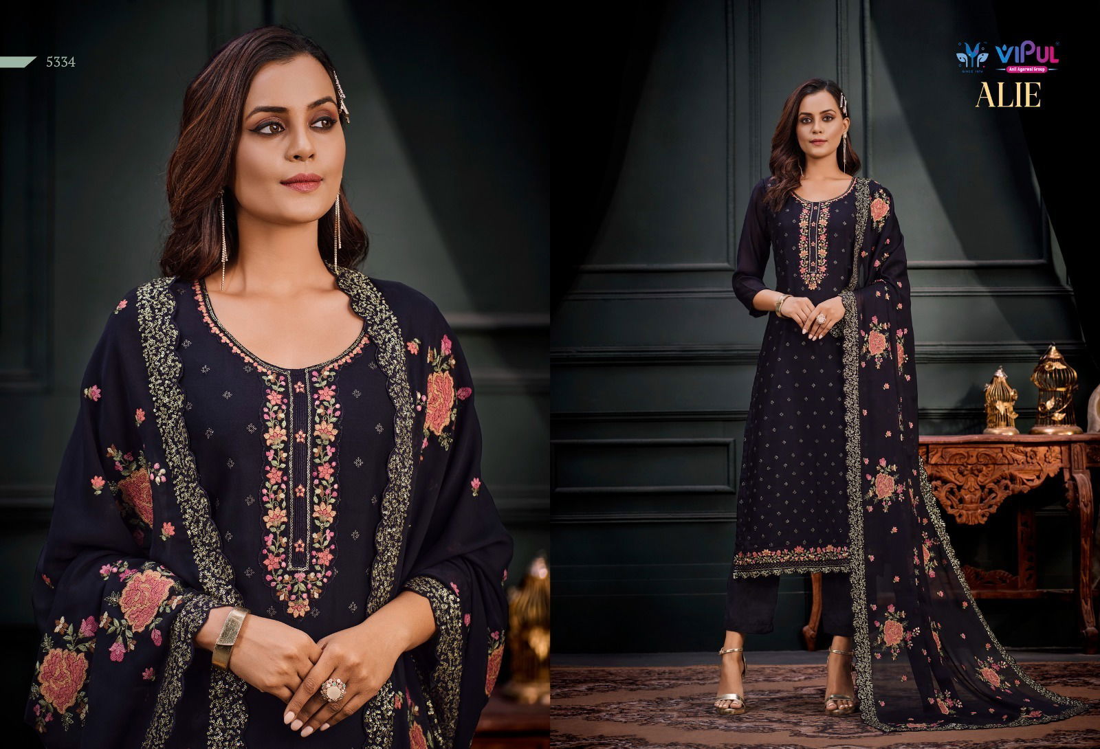 Alie By Vipul Heavy Embroidery Georgette Suits Catalog